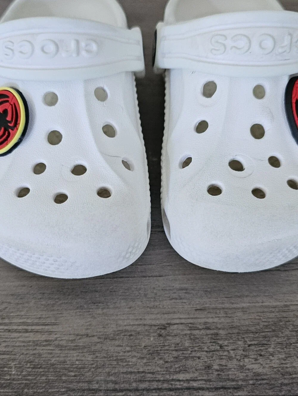 CROCS Kids White Clogs Spider Man Charms Baby Toddler C 6